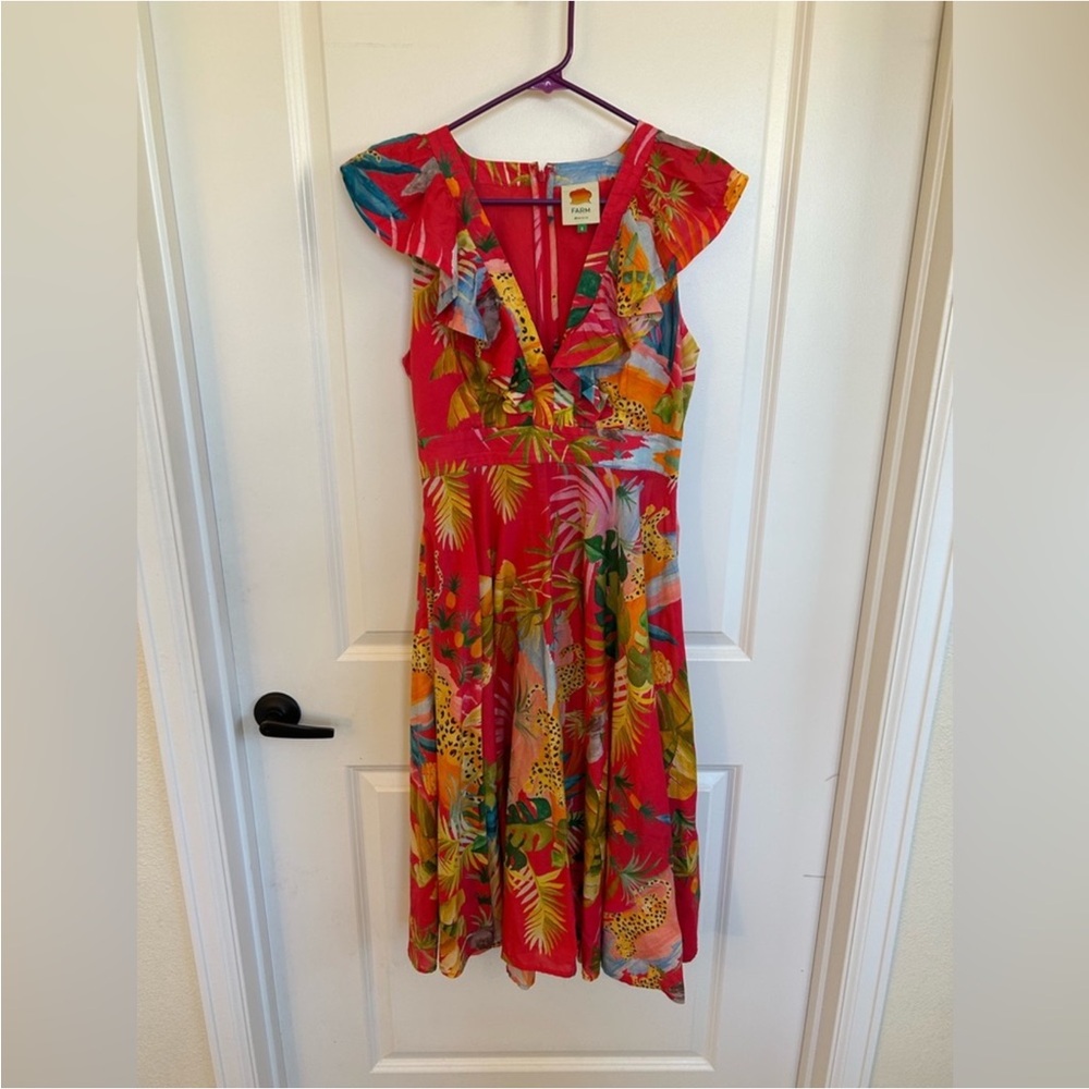 Farm Rio Midi Dress Hot Pink